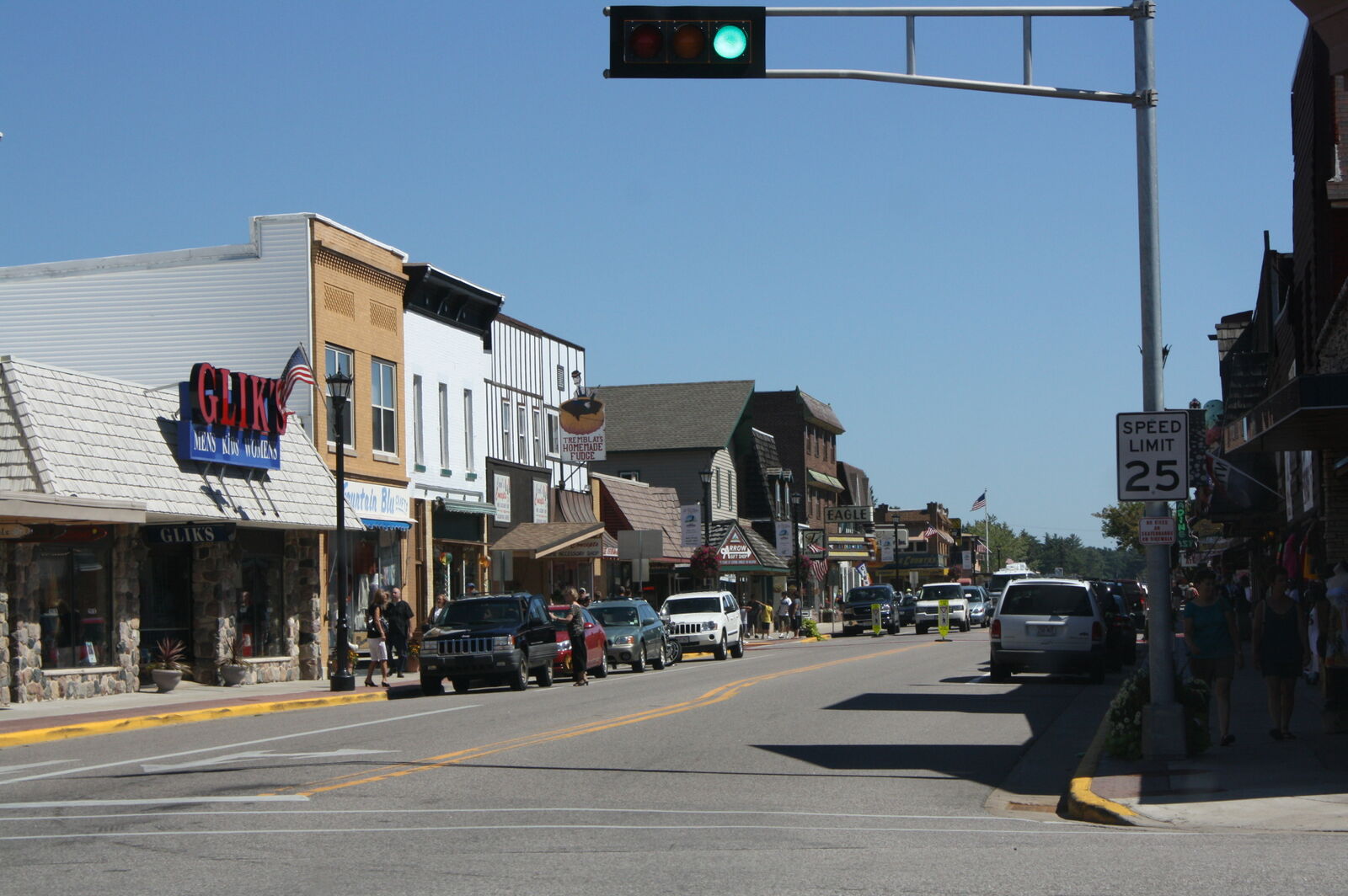 Downtown Eagle River, Wisconsin, looking east